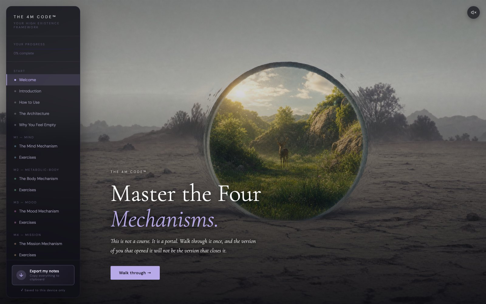 The 4M Code workbook on desktop, the portal cover page